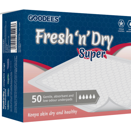 Keep skin dry and healthy with Goodees range of Super absorbent low odour underpads. Used for Surface protection for Beds, Mattresses, Chairs and wheelchairs.